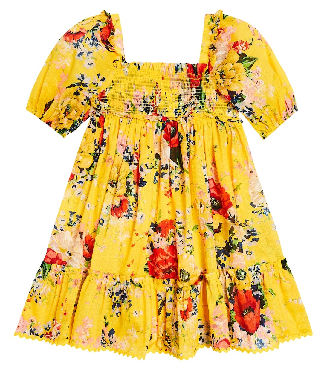 

Платье из хлопка с цветочным принтом Zimmermann Kids, желтый