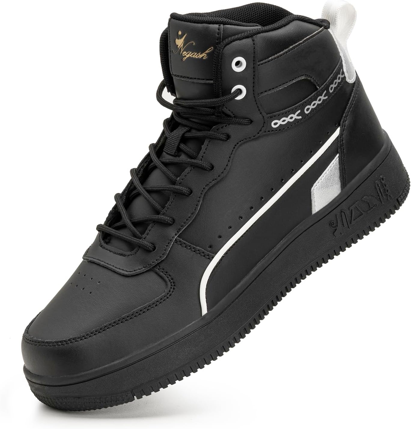 

Мужские кроссовки Negash High Top - стильные и прочные повседневные высокие кроссовки из премиальной кожи с поддержкой голеностопа для повседневного использования, черный