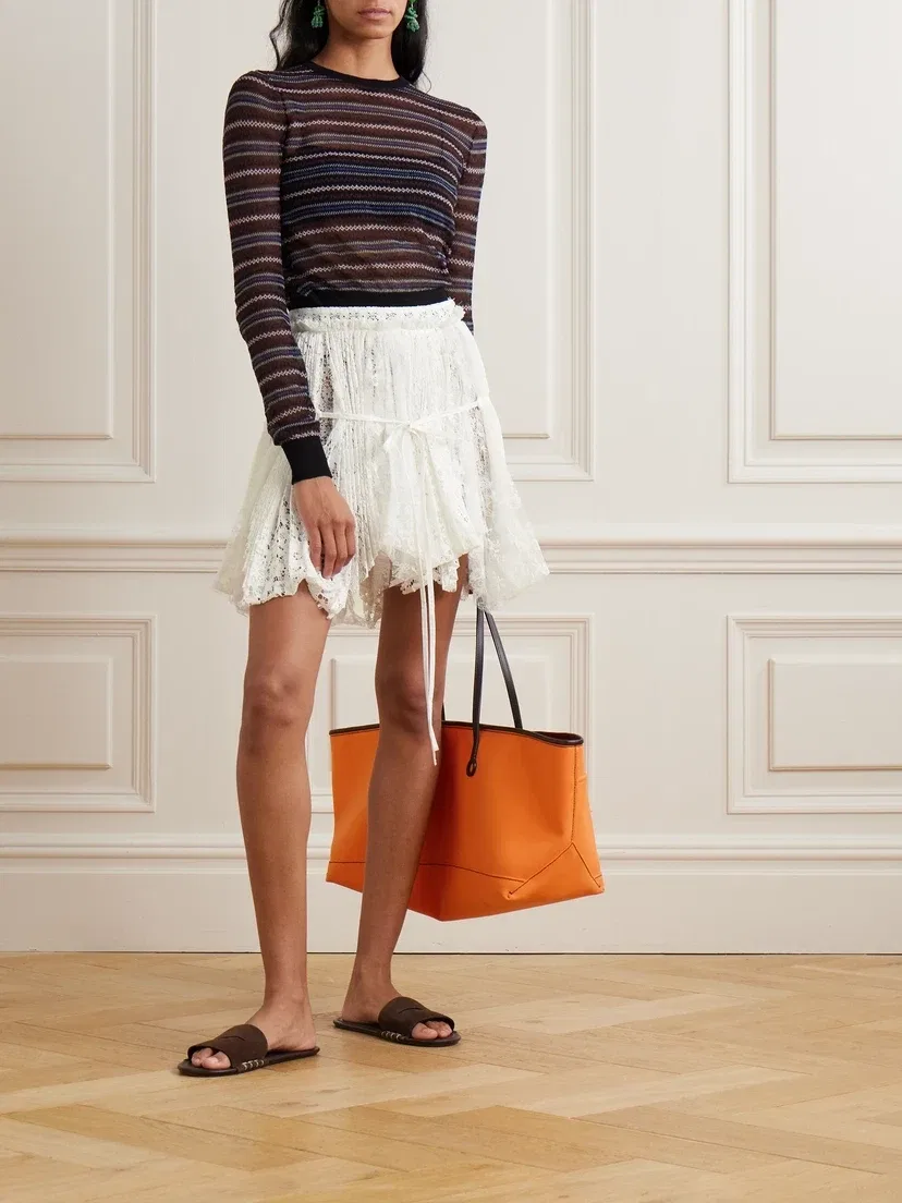Асимметричная кружевная мини-юбка с завязками JW ANDERSON, белый — фото 2