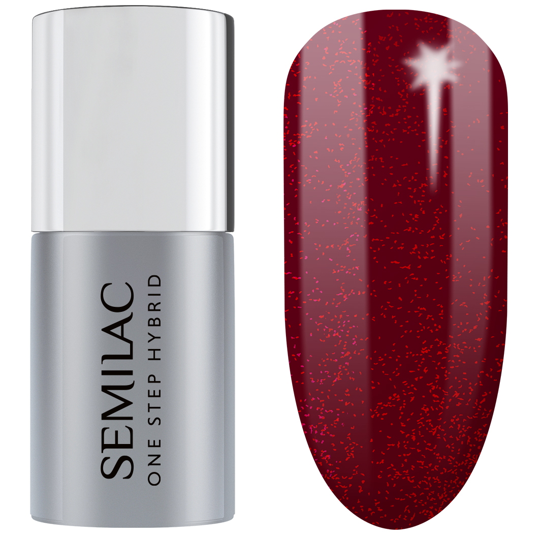 

Гель-Лак для ногтей one step hybrid Semilac, цвет nr. s590 glitter red, 5 мл