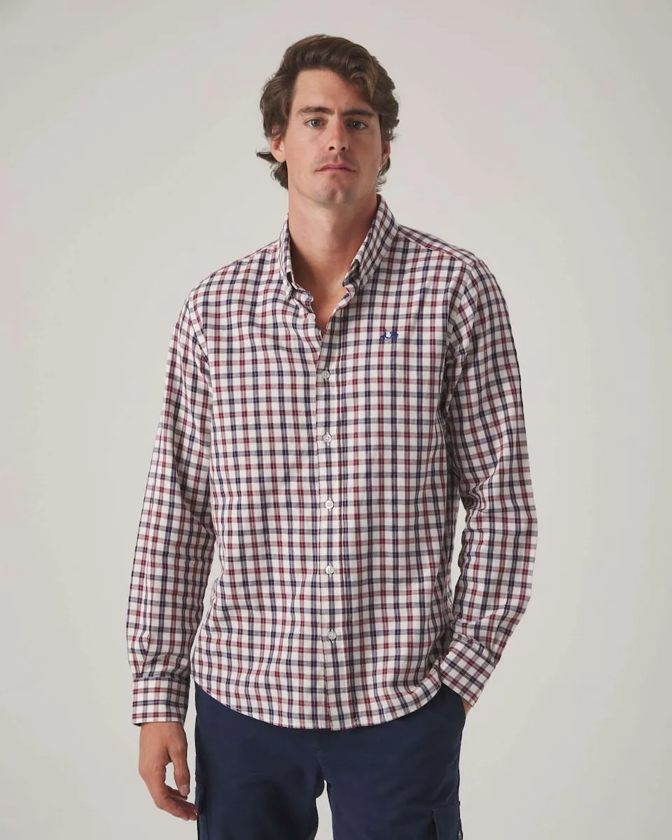 

Мужская рубашка прямого кроя в клетку, натурального цвета Scotta 1985