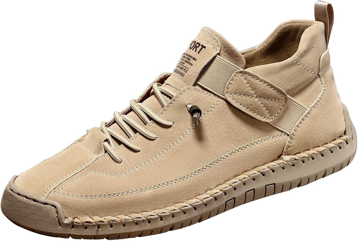 

Мужские повседневные кожаные модные кроссовки, ботинки средней высоты, туфли для прогулок и вождения, ботинки типа чукка до щиколотки, легкие лоферы Generic, бежевый