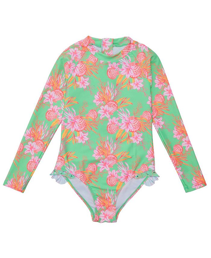 

Костюм для серфинга Coastal Shells Sustainable Leg Frill для девочек - Little Kid Snapper Rock, зеленый