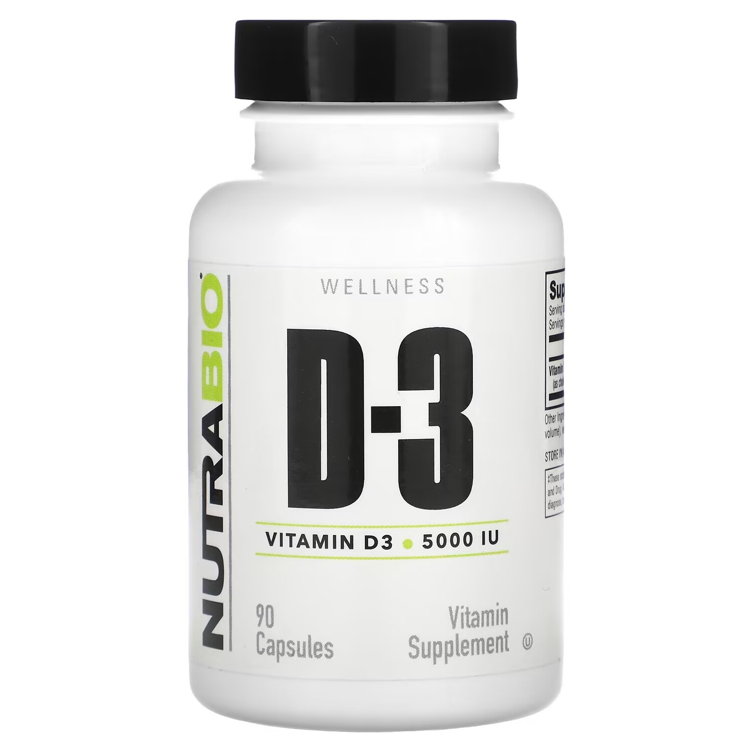 

Витамин D3 Nutrabio Labs 125 мкг 5000 МЕ, 90 капсул