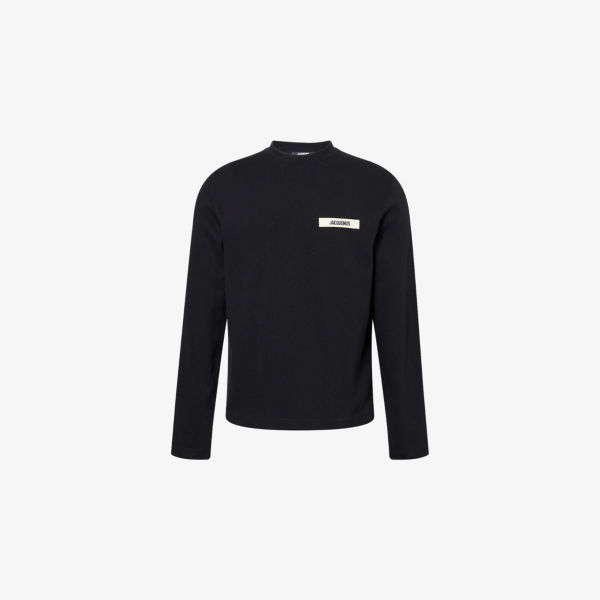 

Хлопковая футболка с длинным рукавом и рубчиком Jacquemus, черный