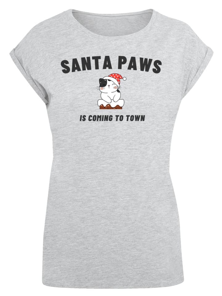 

Футболка с изображением Санта-лапок и рождественского кота в серых крапинках F4NT4STIC