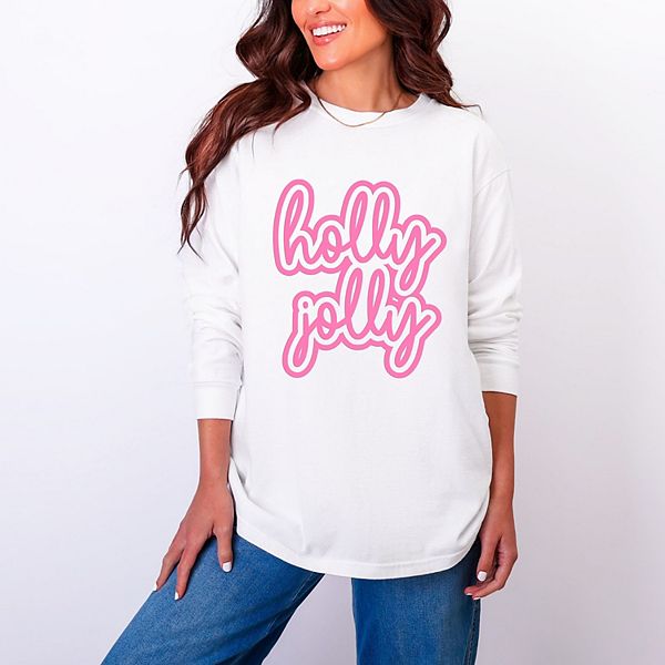 

Футболка Holly Jolly Outline Puff с длинным рукавом, окрашенная в стиле garment dyed Simply Sage Market, White, Белый, Футболка Holly Jolly Outline Puff с длинным рукавом, окрашенная в стиле garment dyed Simply Sage Market, White