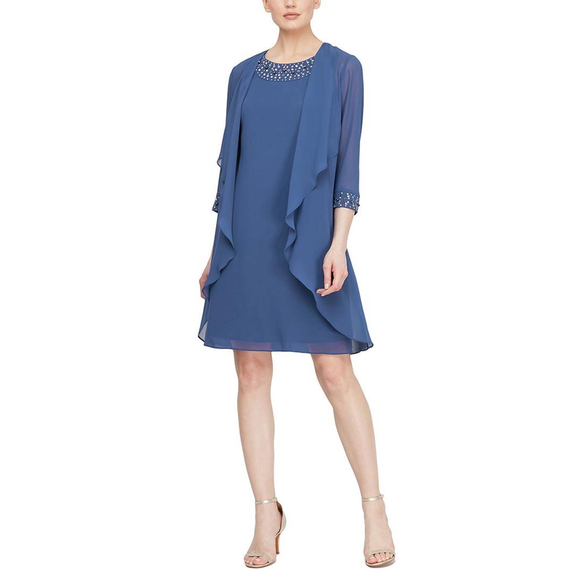 

Женское мини-платье из двух частей с декором Petites SLNY, цвет wedgeweood