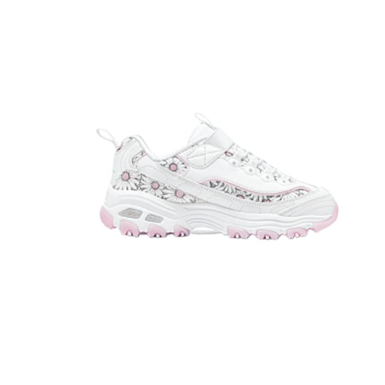 Теплые и влагоотводящие низкие детские кроссовки для повседневной носки Skechers Kids, белый/розовый — фото 3