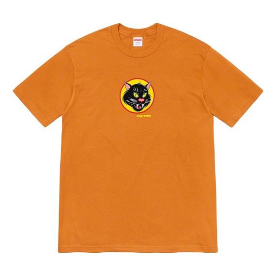 

Футболка ss20 week 1 black cat tee short sleeve orange Supreme, оранжевый