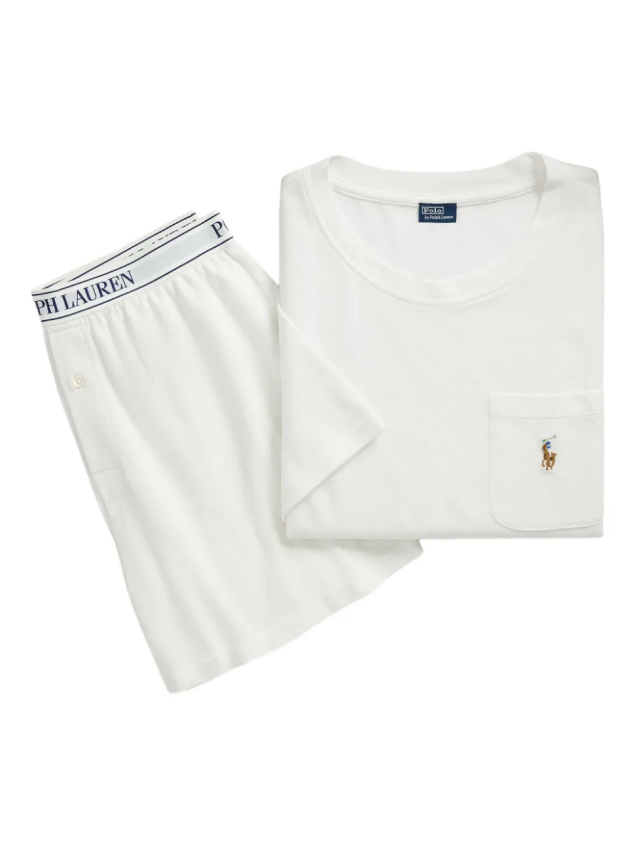 

Пижамный комплект из хлопка с логотипом на поясе Polo Ralph Lauren, белый