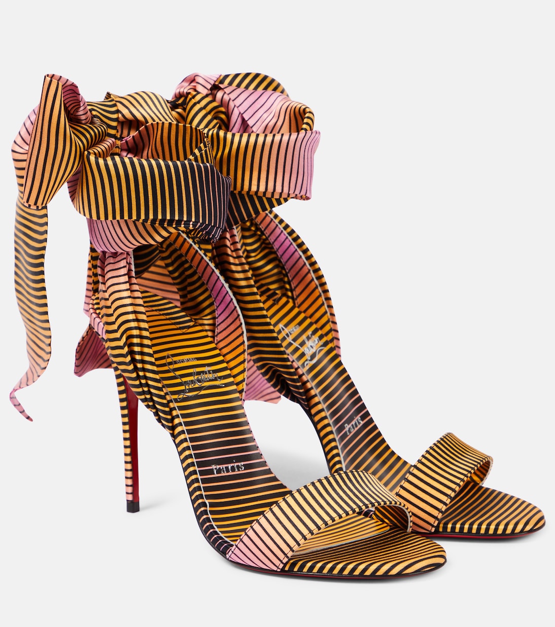 Сандалии Du Désert 100 из креп-сатина Christian Louboutin, Multi/Lin Multi
