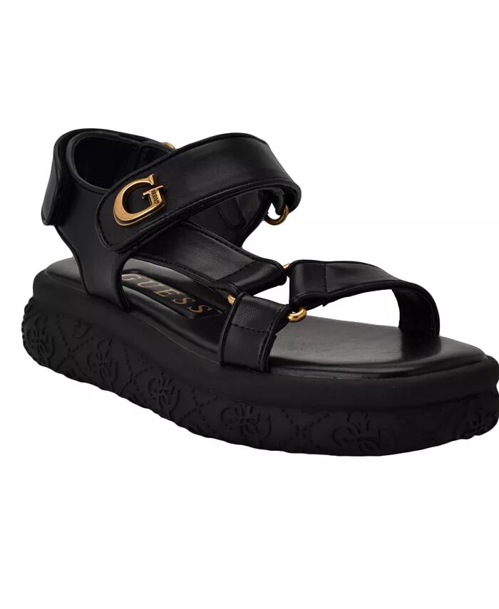 Женские сандалии Lanara Strappy Sport Quattro G Platform Footbed GUESS, черный