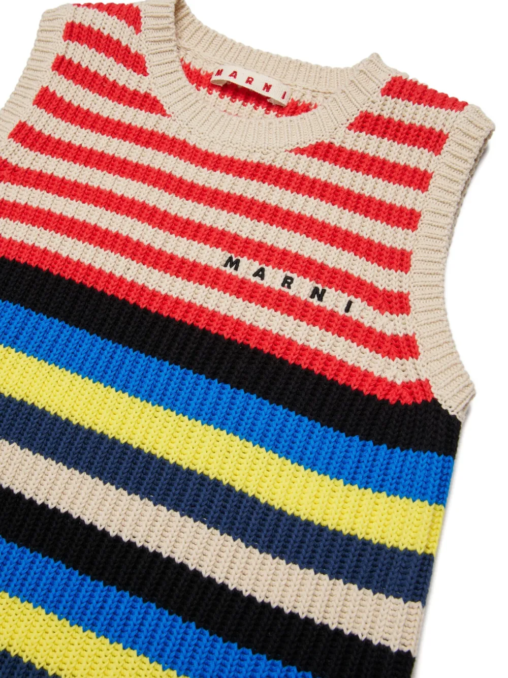 Полосатое платье без рукавов Marni Kids, бежевый — фото 4