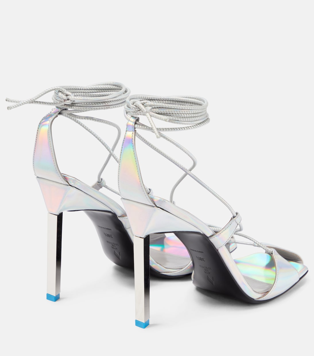 Сандалии Adele из металлизированной кожи The Attico, Holographic Silver — фото 3