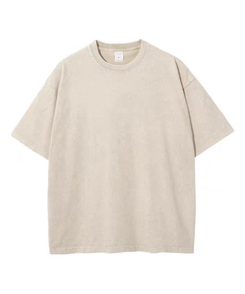 

Футболка с коротким рукавом, круглым вырезом, винтажная, пигментная окраска с эффектом перекрашивания B'day, цвет слоновая кость