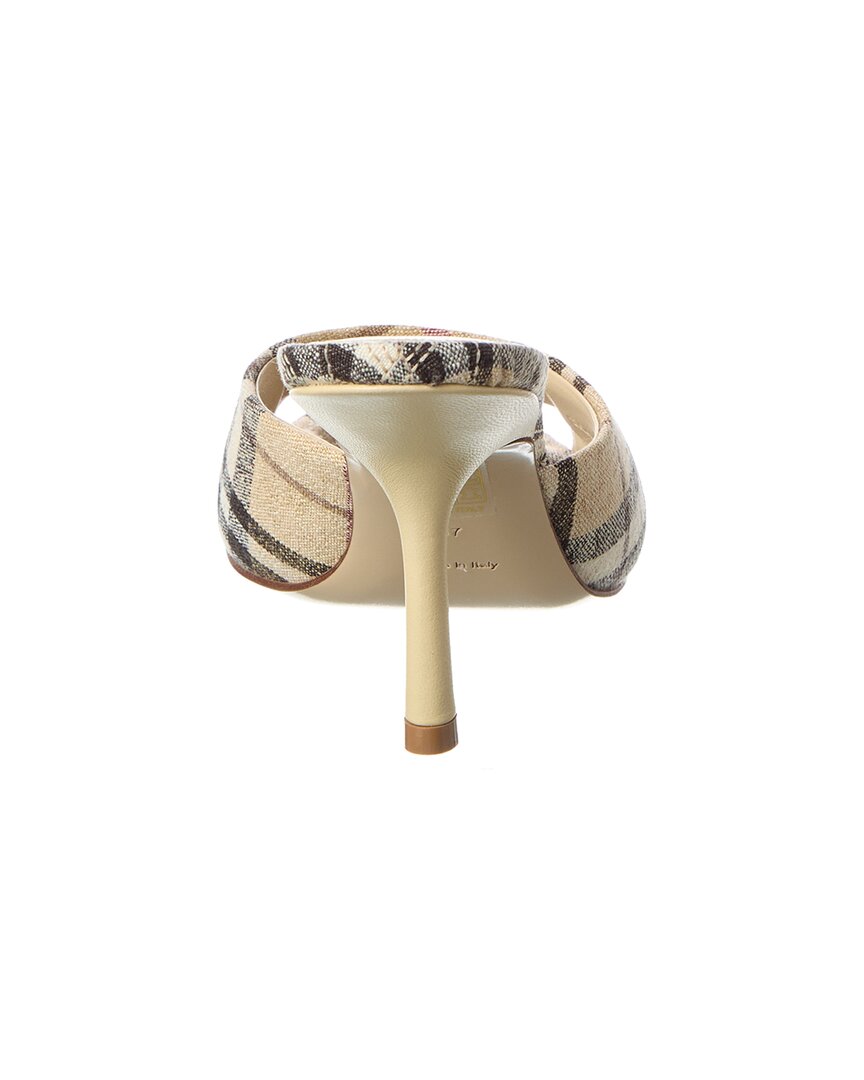 Burberry Mews Check Linen Sandal, бежевый — фото 3