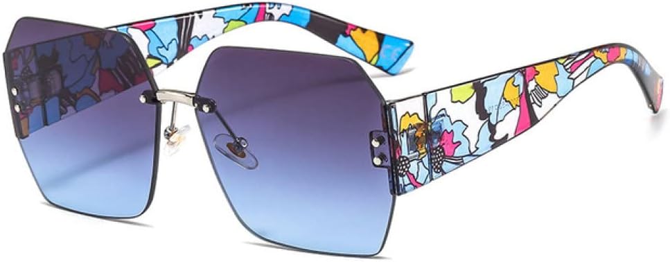 

Женские солнцезащитные очки без оправы, очки-маска, женские солнцезащитные очки с цветочным рисунком, защита от УФ-излучения UV400, винтажные очки LANGSER, C4flower-gray Blue