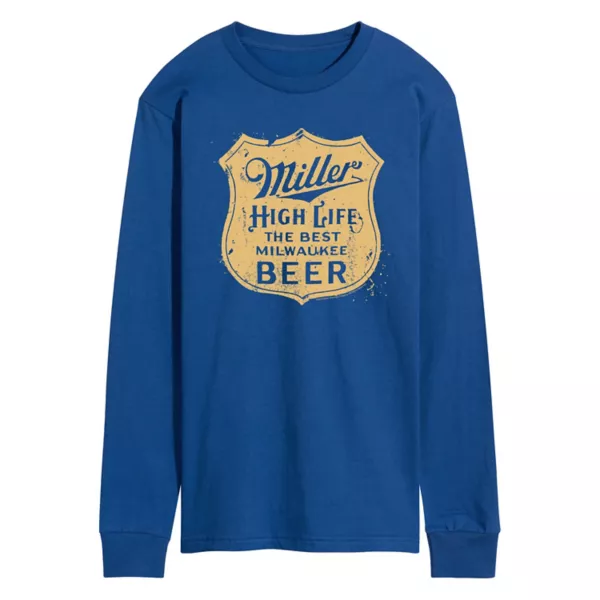 

Мужская футболка Miller High Life Vintage Crest с длинным рукавом и графическим принтом Licensed Character, синий