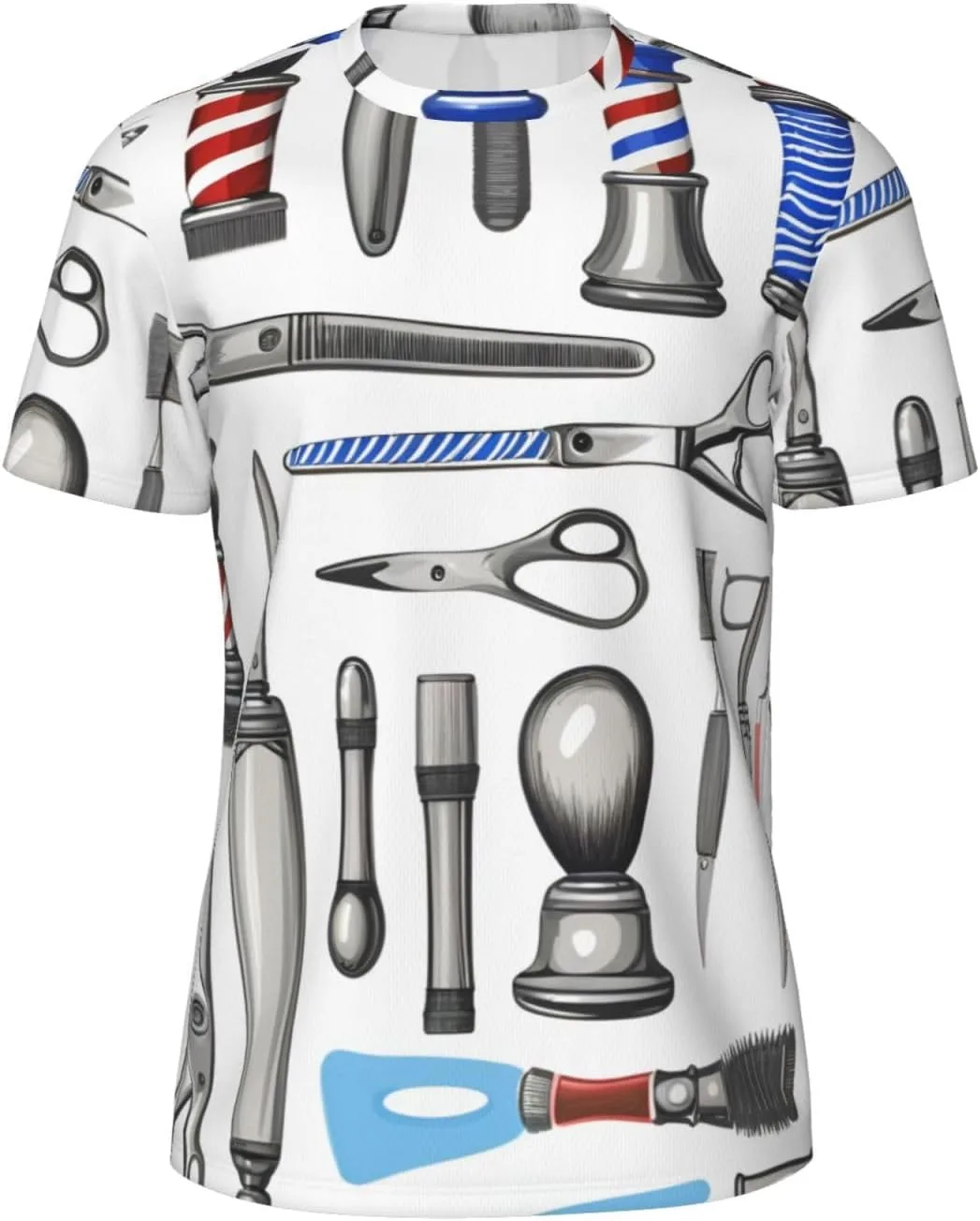 

Футболка мужская летняя с принтом Barber Shop Monochrome Style, легкая и дышащая SDFHU