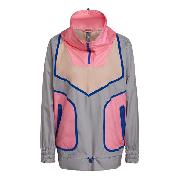 

Куртка stella mccartney half zip jacket 'grey pink' Adidas, серый