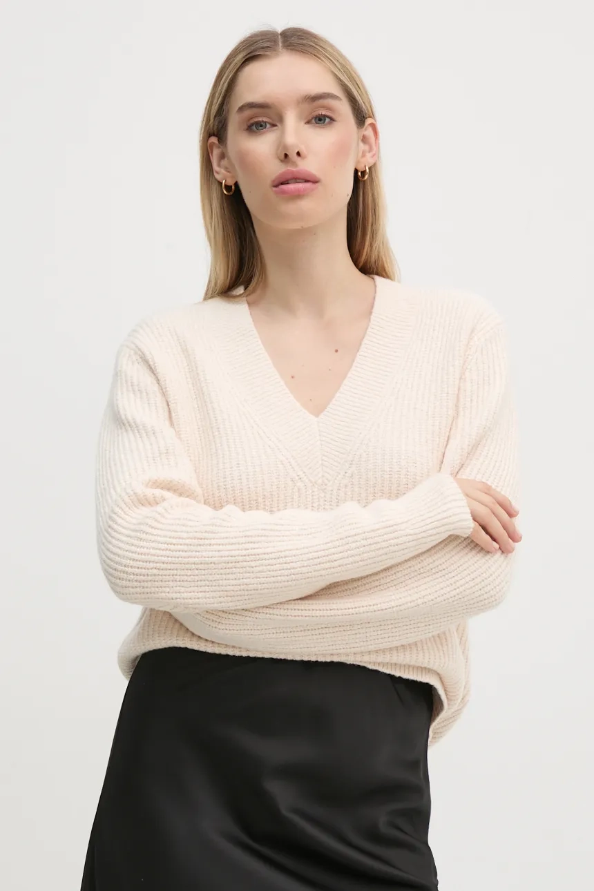 

Свитер из смесовой шерсти Calvin Klein, бежевый
