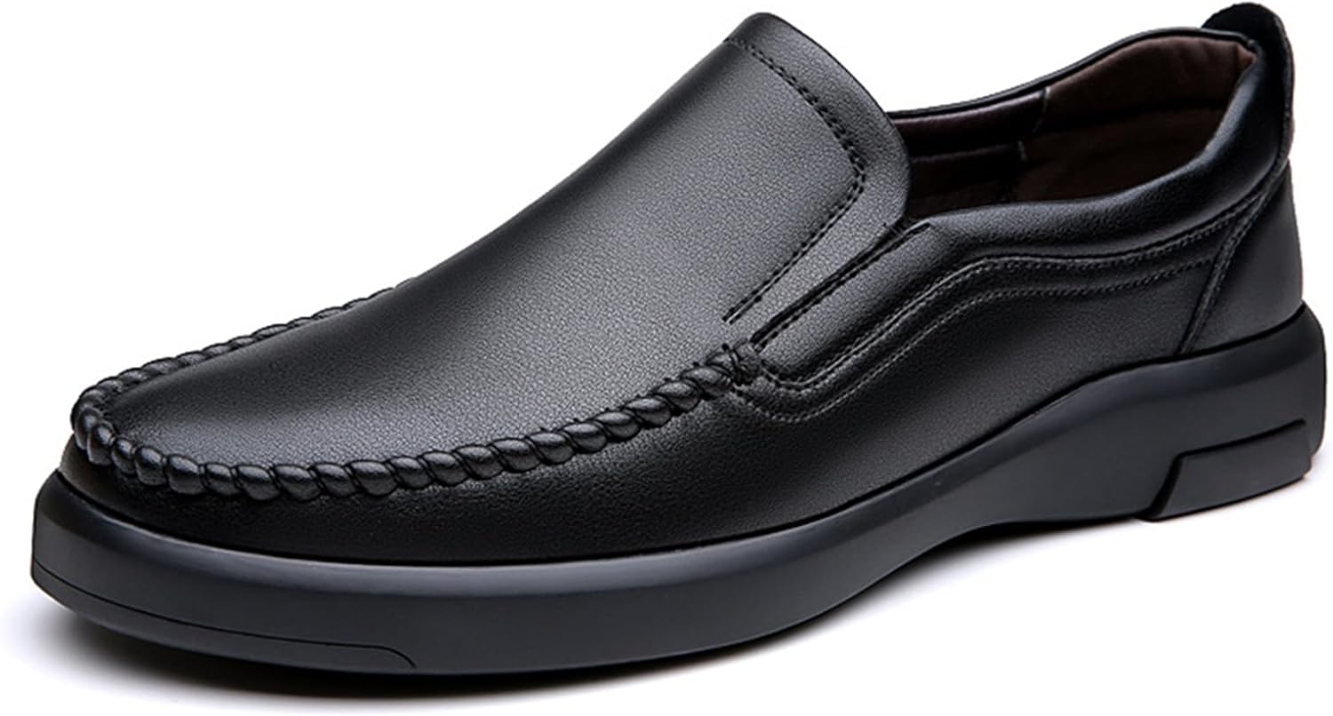 

Мужские повседневные туфли из натуральной кожи, мягкие, без шнурков, комфортные для ходьбы и вождения Abborora, черный