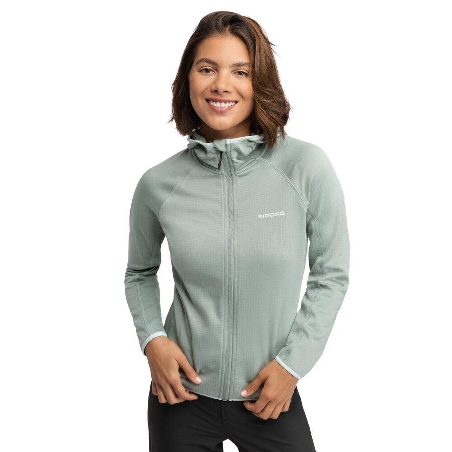 

SIROKO Женская легкая флисовая куртка с капюшоном для походов Ember Green