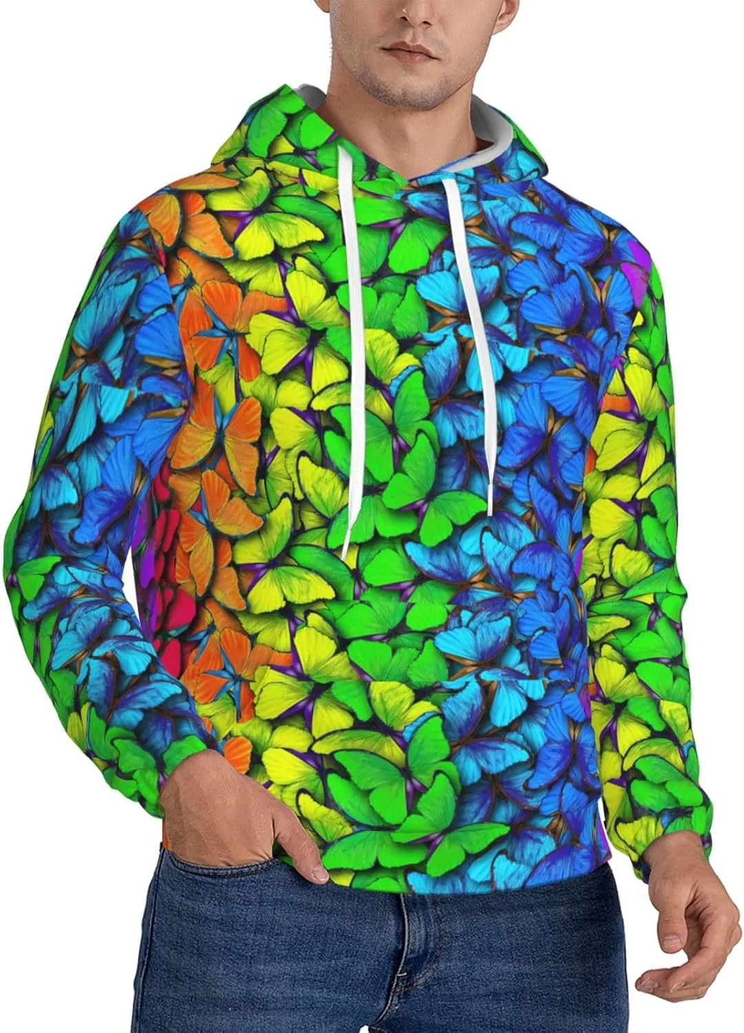 

Мужская флисовая толстовка с уникальным принтом бабочки Wangyufen