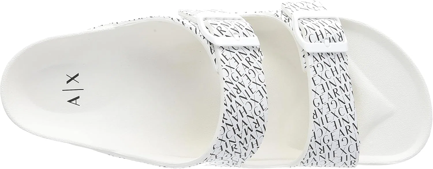 Сандалии Armani Exchange Herren с логотипом по всей поверхности, Optic White Black — фото 3