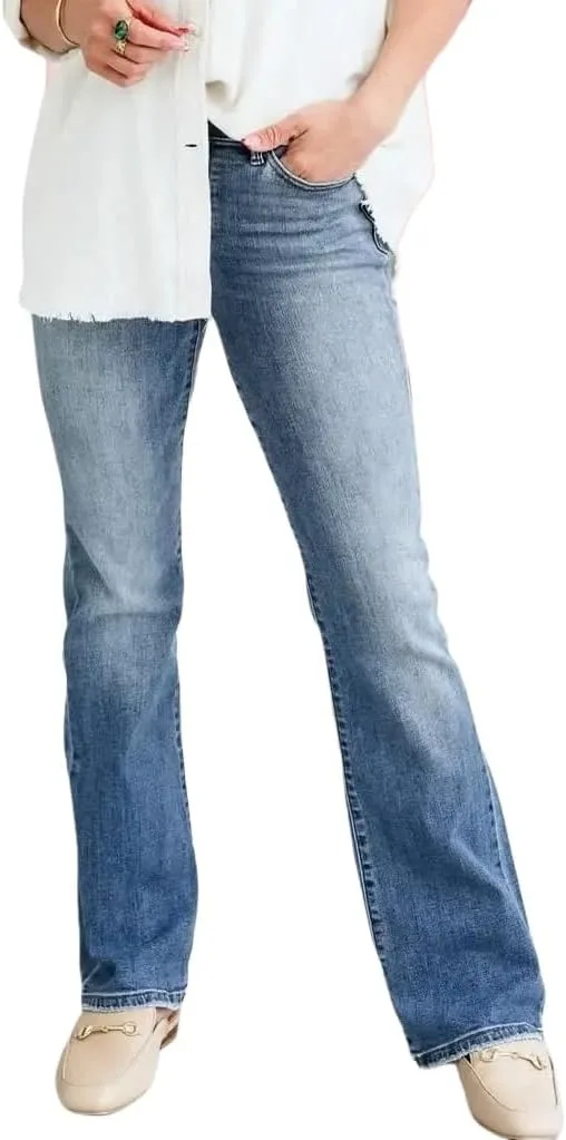 

Женские джинсы буткат с высокой посадкой, эластичные YEMORCH