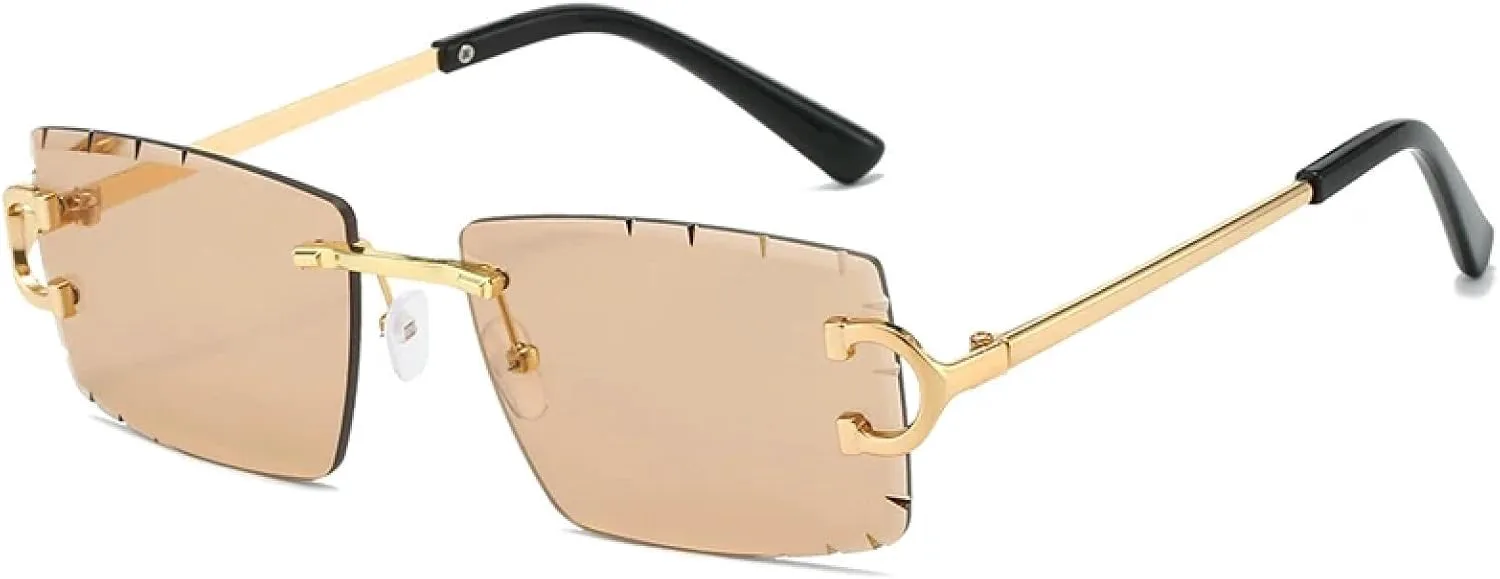 

Модные солнцезащитные очки в винтажном стиле для женщин и мужчин, без оправы, ретро, ​​роскошные, для путешествий, с защитой от УФ-излучения UV400 TKKTLLT, Gold Tea