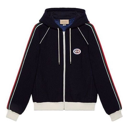 

Куртка wool jersey jacket with web 'blue' Gucci, синий