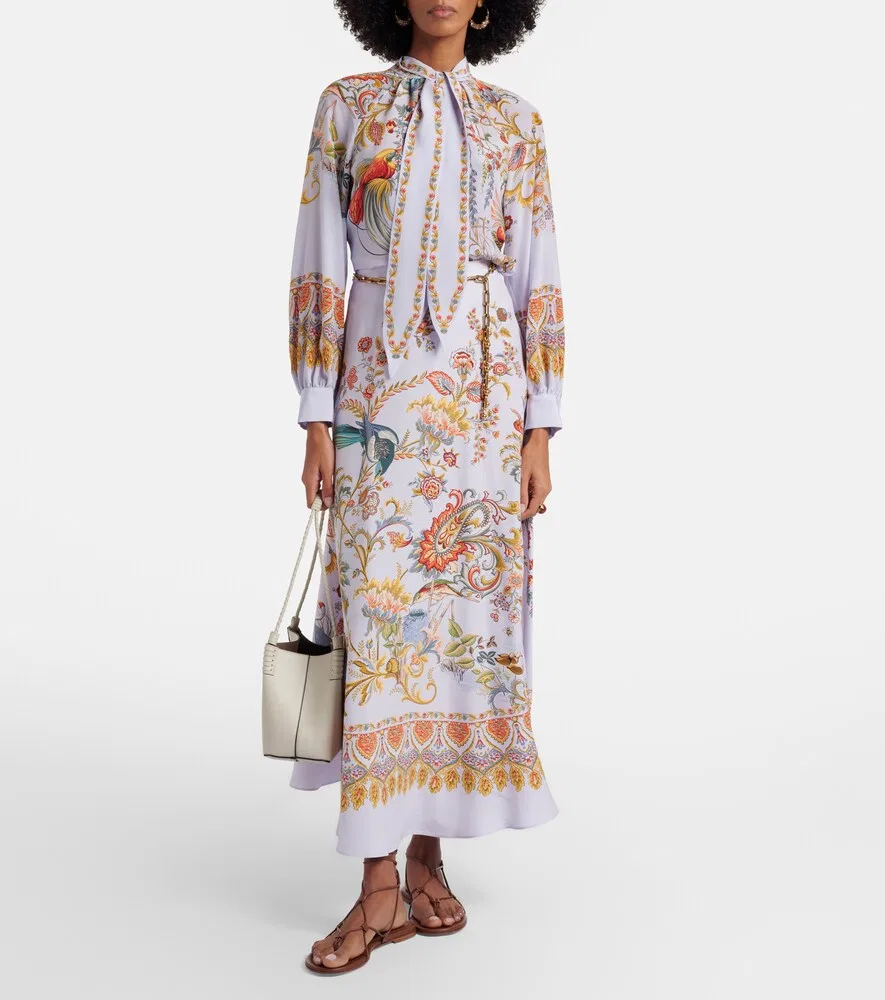 Полупрозрачная жаккардовая блузка Etro, синий — фото 2