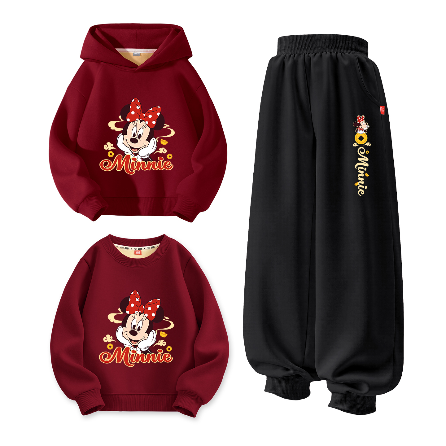 Детский костюм Tang с круглым вырезом и толстым воротником Disney, [thickened and fleece-lined]dini star бордовый+di celebration dini k темно-синий +dini star бордовый — фото 3