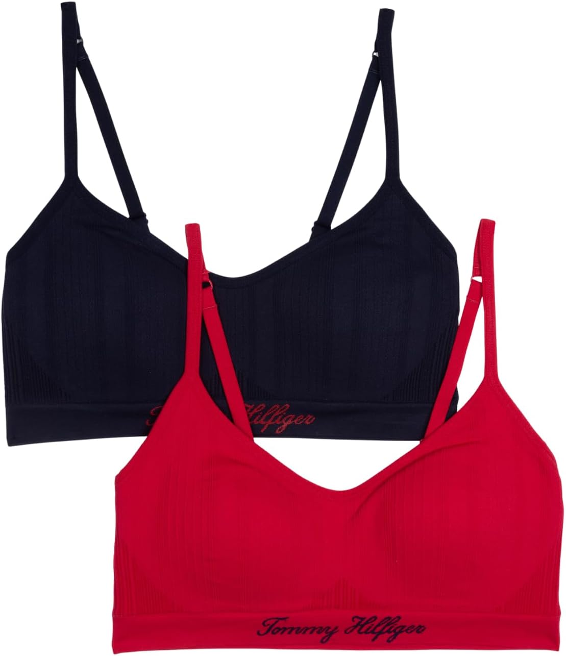

Женские бесшовные трикотажные бюстгальтеры-бралетты Tommy Hilfiger, комплект из 2 шт., Barberry/Skycpn