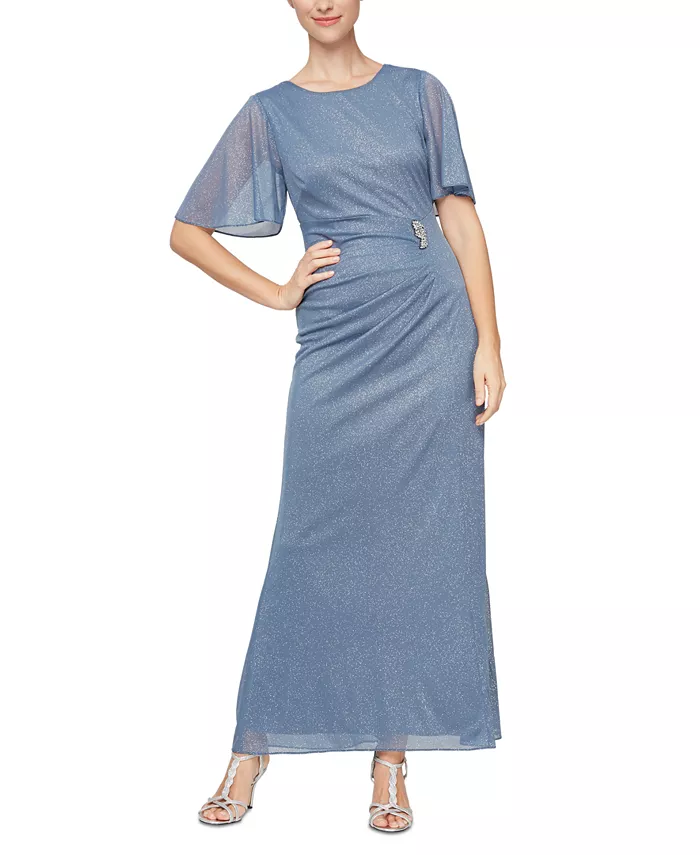 

Женское платье из блестящей сетки с декором SL Fashions, синий