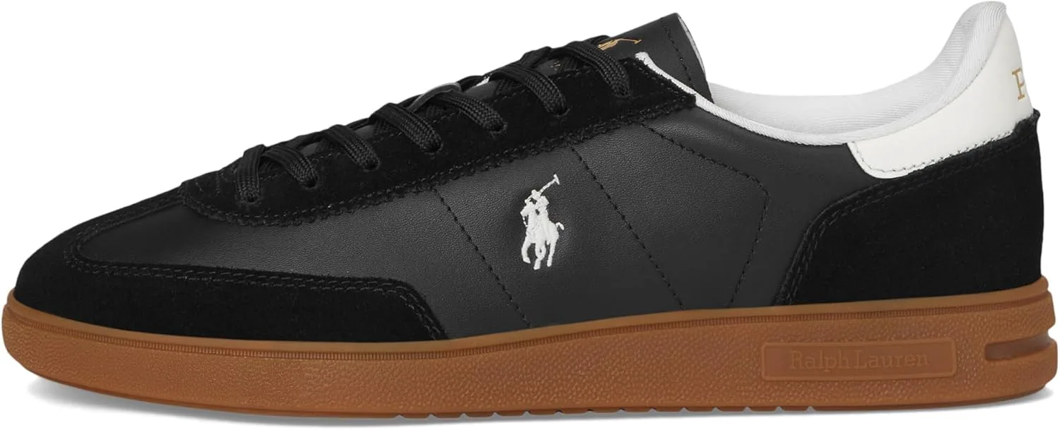 Мужские кроссовки Polo Ralph Lauren Bedford из кожи и замши, черно-белый — фото 4
