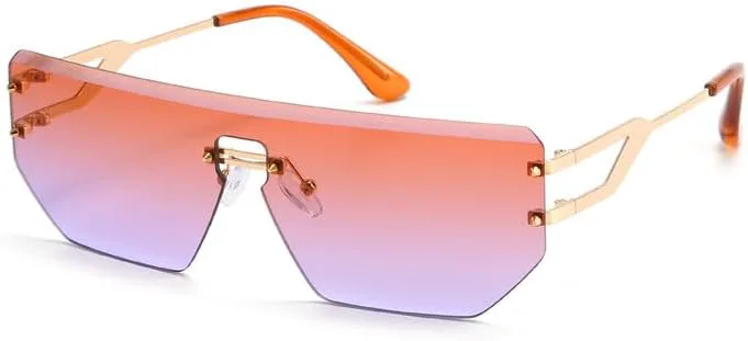 

Женские солнцезащитные очки без оправы с градиентной металлической ажурной оправой, мужские солнцезащитные очки для вождения на открытом воздухе HCPIHF, 4