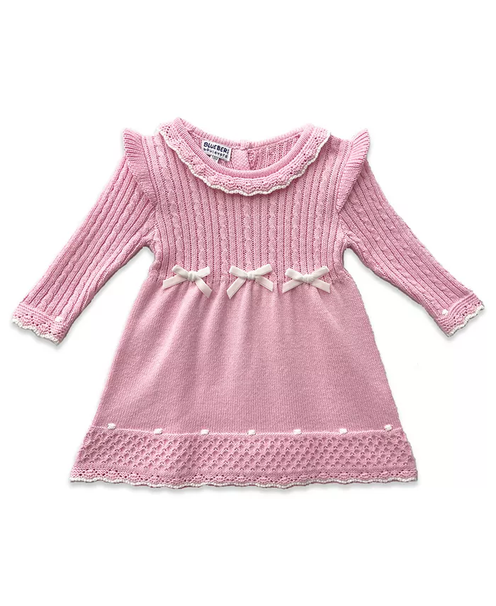 

Платье-свитер для девочек с отделкой рюшами Blueberi Boulevard, розовый