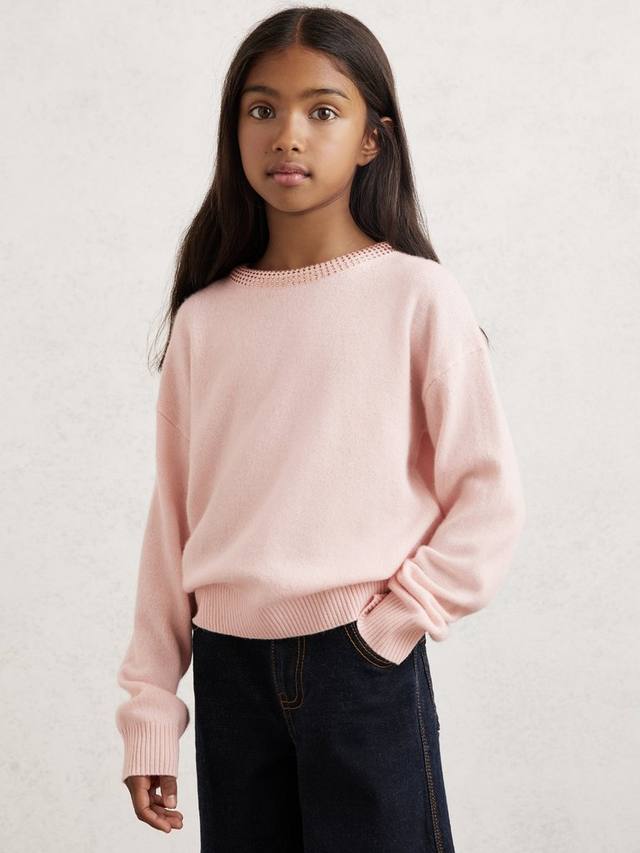 

Детский джемпер Elizebth из шерстяной смеси с кристаллами Reiss, Blush