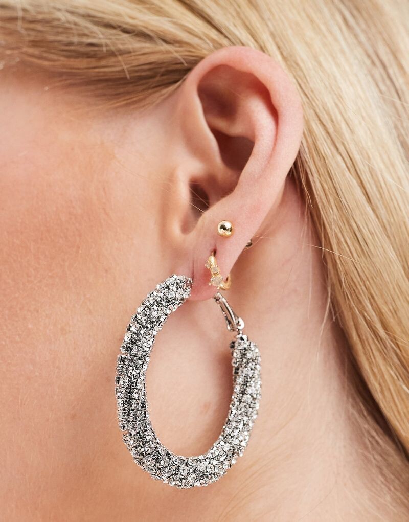 

Овальные серьги-кольца с переплетенными кристаллами ASOS DESIGN