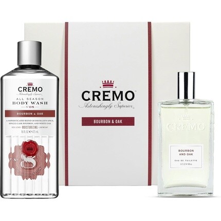 

Cremo Bourbon & Oak Gift Set for Men - Eau de Toilette 100ml + Body Wash 473ml