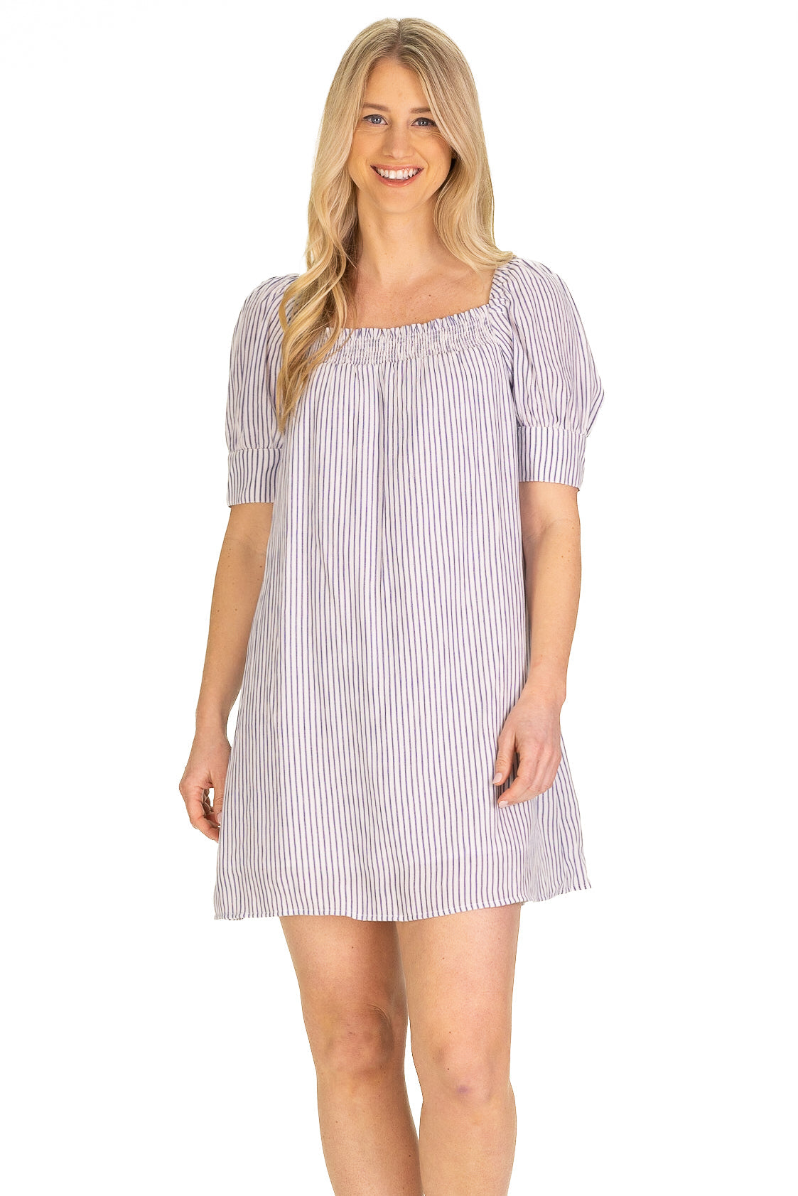 

Платье Вера в синюю газовую полоску Duffield Lane