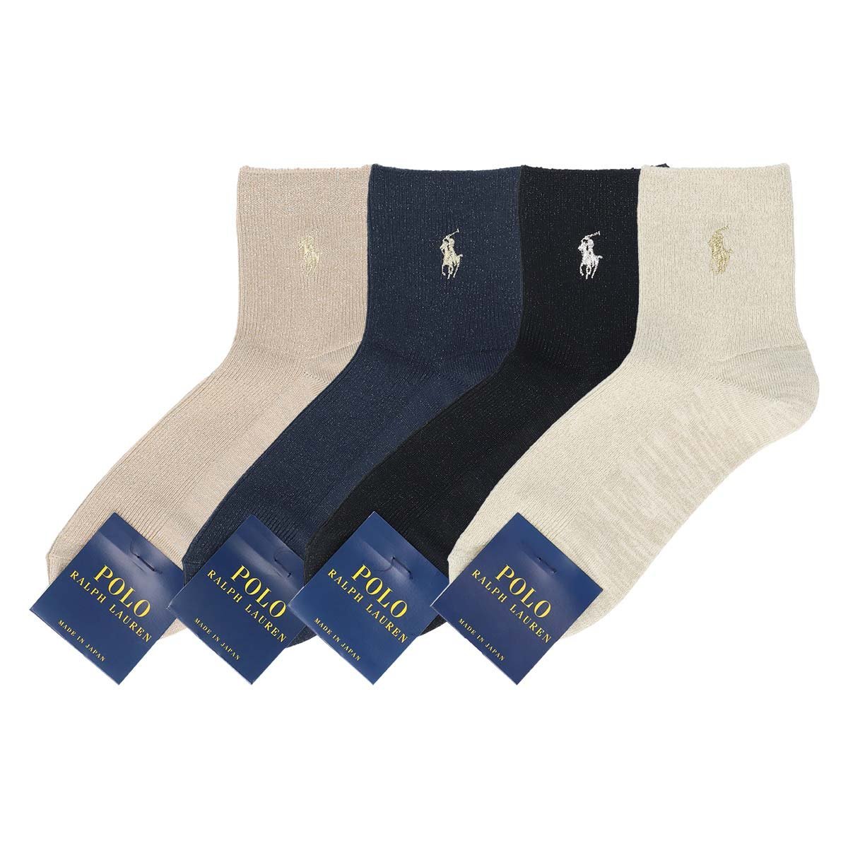 Носки с блестящим волнистым краем и золотой вышивкой, длиной до колена. Polo Ralph Lauren, 89. Black — фото 2