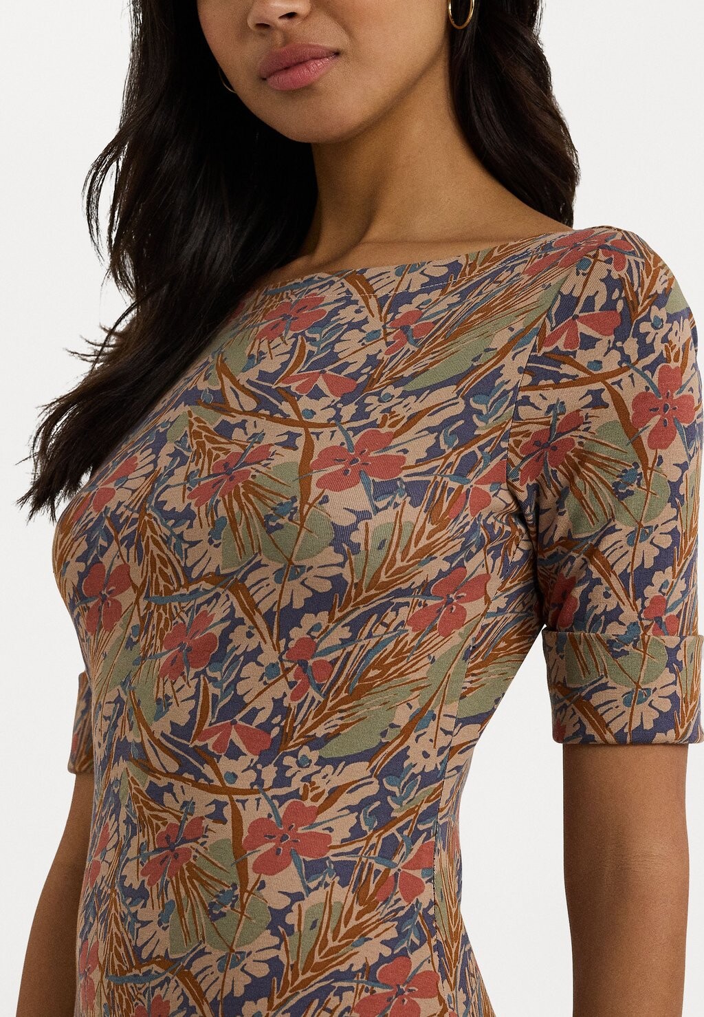 

Платье из джерси FLORAL STRETCH COTTON MIDI DRESS Lauren Ralph Lauren, кремовый