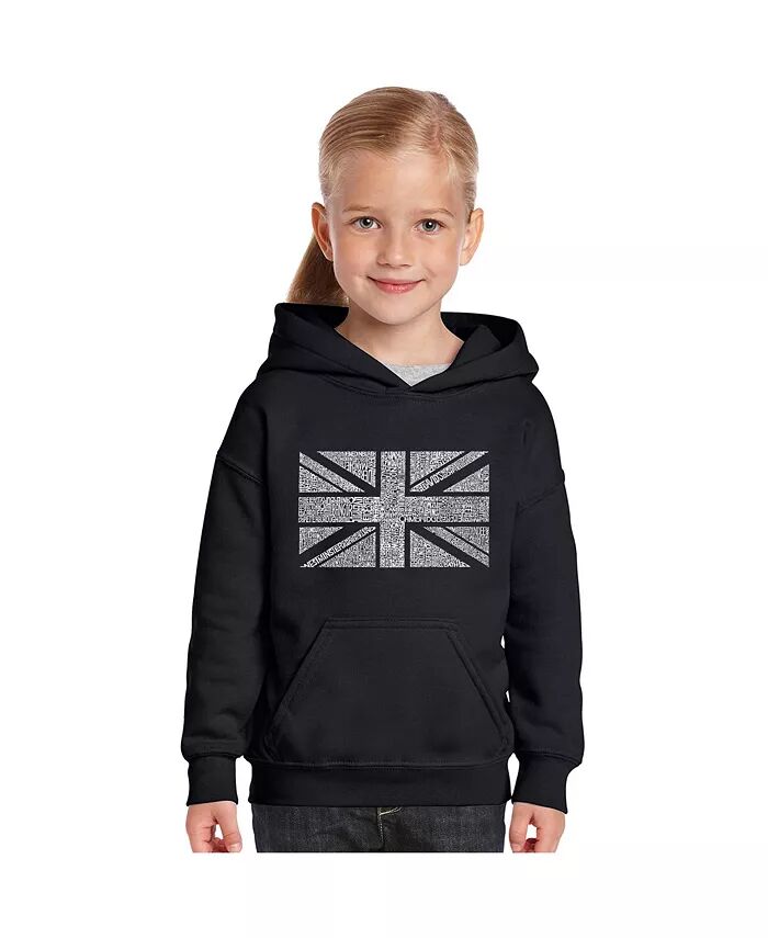 

Толстовка с капюшоном Word Art для девочек - UNION JACK LA Pop Art, черный