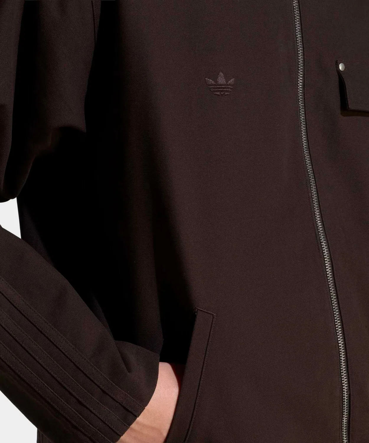 Куртка рабочая из канваса Adidas Originals, свободный крой, коричневая — фото 3