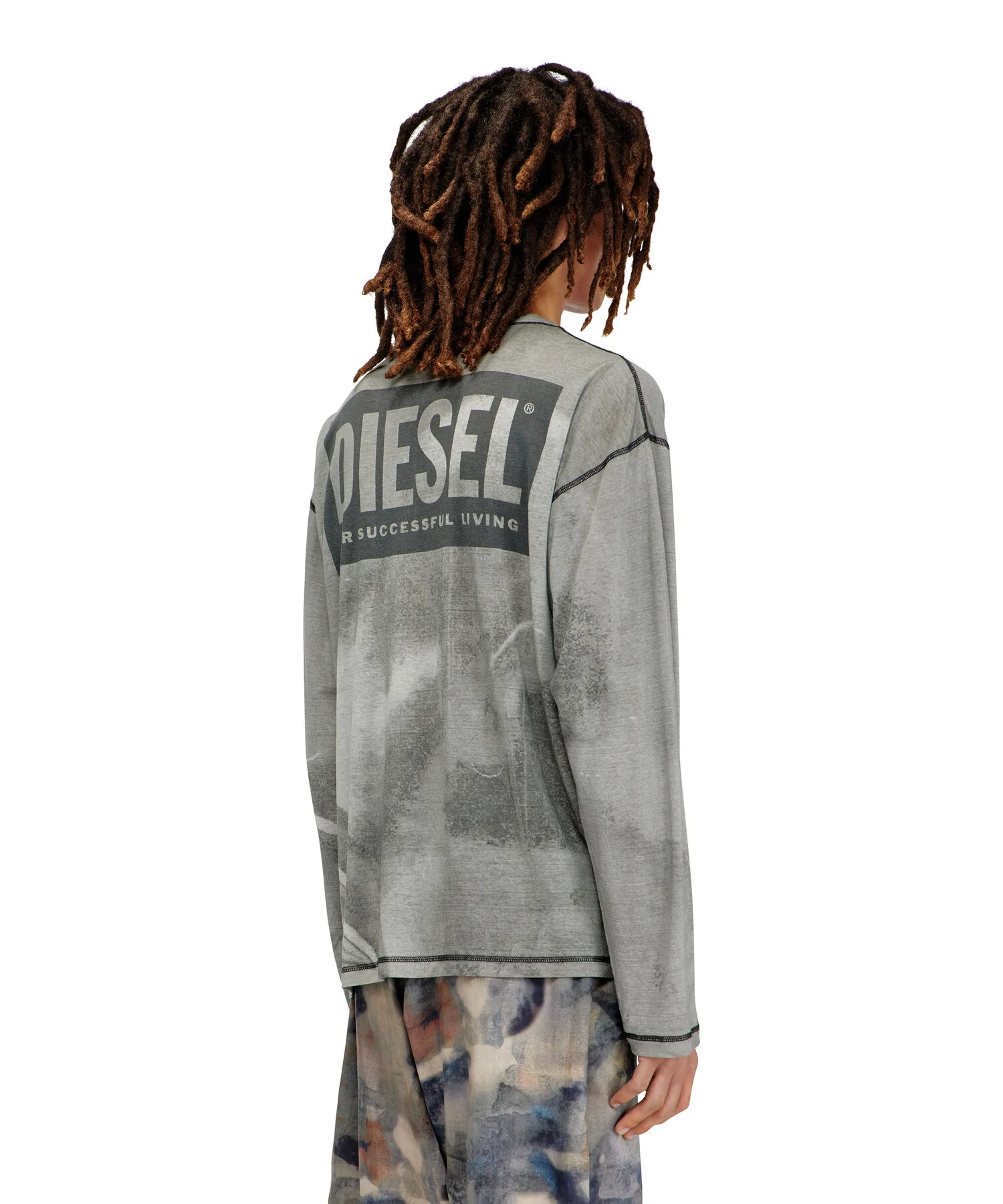Мужская футболка DIESEL T-BOXT-LS-NC-V1 с цифровым принтом — фото 2