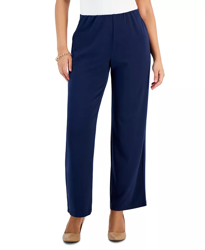 

Брюки-кюлоты на резинке Petites Knit Wide-Leg Pull-On Pants, размеры Petite и Petite Short JM Collection, синий